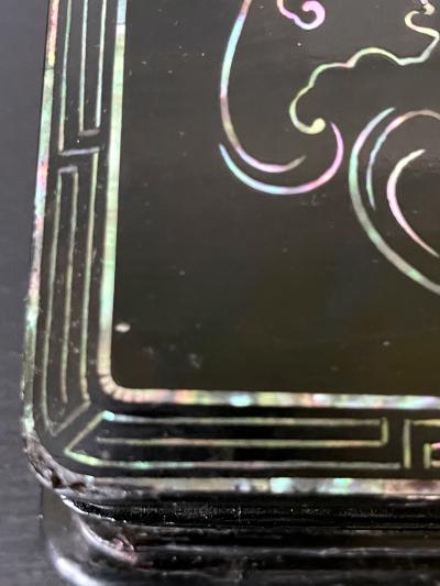Unusual Japanese Lacquer Inkstone Box with MOP Inlays