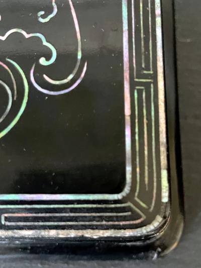 Unusual Japanese Lacquer Inkstone Box with MOP Inlays