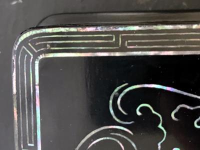 Unusual Japanese Lacquer Inkstone Box with MOP Inlays