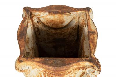 Unusual Pair of Art Deco Cast Iron Garden Pedestals for Statuary or Planters