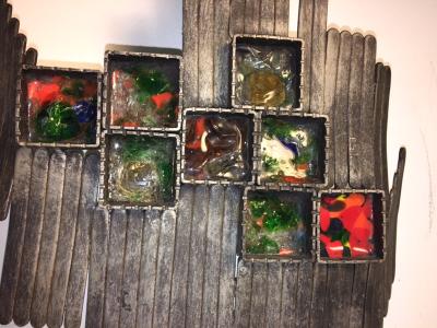 Unusual Pair of Italian Brutalist Iron and Geometric Resign Design Sconces