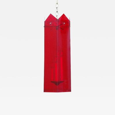 Unusual Red Lucite Hexagonal 1970s Lantern