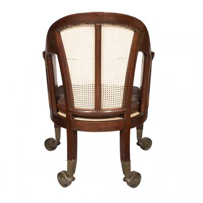 Unusual Regency Mahogany and Brass Campaign Chair