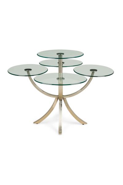 Unusual Silvered Metal and Glass Center Display Table