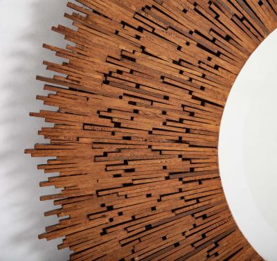 Unusual Tramp Art Sunburst Mirror