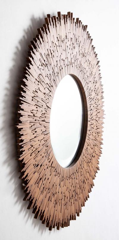 Unusual Tramp Art Sunburst Mirror