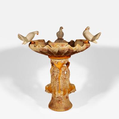 Unusual Vallauris Ceramic Love Birds And Dolphins Free Standing Centre Fountain