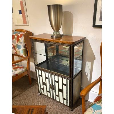 Unusual brass and glass serving vitrine