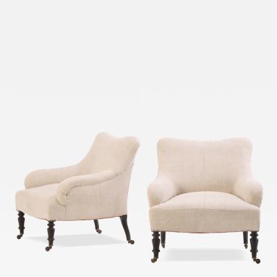 Unusual pair of French Napoleon III lounge chairs C 1860 