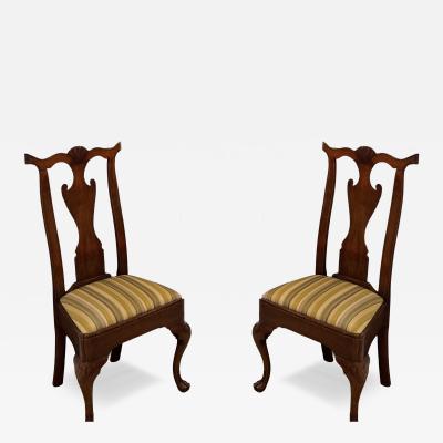 Unusual pair of Pennsylvania Chippendale walnut side chairs