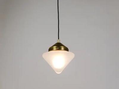 Up to 10 Art Deco Brass Pendant Lights with Conical Glass Shades Vienna 1930s