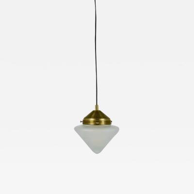 Up to 10 Art Deco Brass Pendant Lights with Conical Glass Shades Vienna 1930s