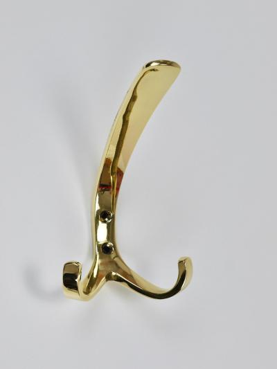 Up to 7 Herta Baller Mid Century Brass Coat Double Wall Hooks Vienna 1950s