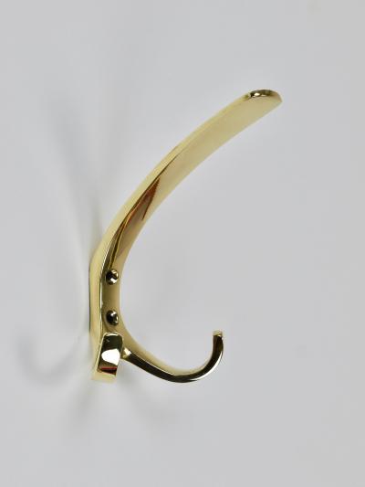 Up to 7 Herta Baller Mid Century Brass Coat Double Wall Hooks Vienna 1950s
