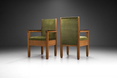Upholstered Amsterdamse School Chairs The Netherlands Early 20th Century