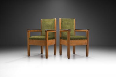 Upholstered Amsterdamse School Chairs The Netherlands Early 20th Century