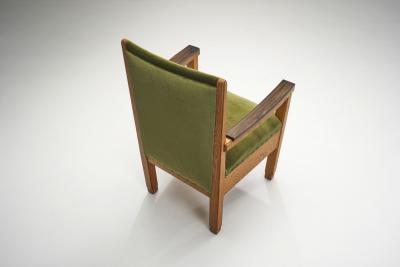 Upholstered Amsterdamse School Chairs The Netherlands Early 20th Century