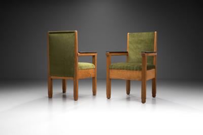 Upholstered Amsterdamse School Chairs The Netherlands Early 20th Century