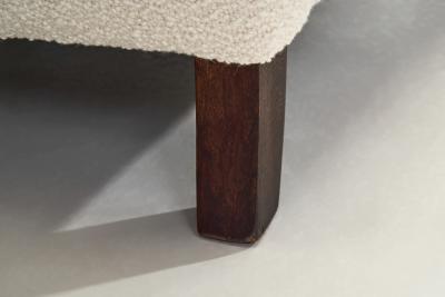 Upholstered Danish Highback Chair with Stained Beech Legs Denmark ca 1940s