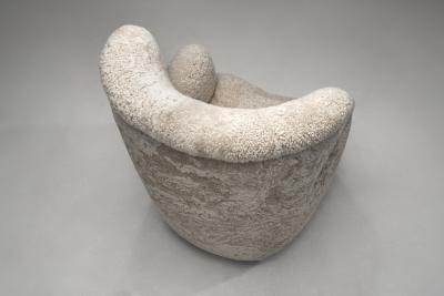 Upholstered Danish Modern Armchair with Footstool Denmark ca 1950s