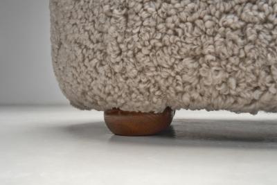 Upholstered Danish Modern Armchair with Footstool Denmark ca 1950s