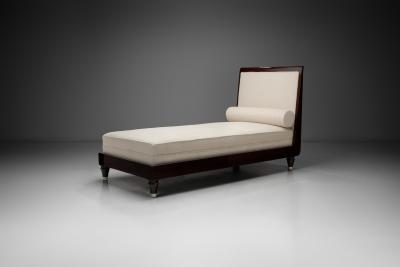 Upholstered Daybed with Stained Wood Frame France 20th Century