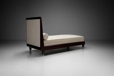 Upholstered Daybed with Stained Wood Frame France 20th Century