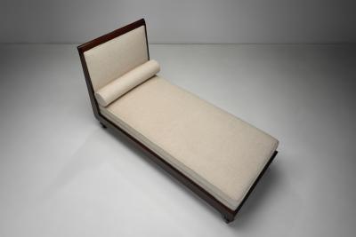 Upholstered Daybed with Stained Wood Frame France 20th Century