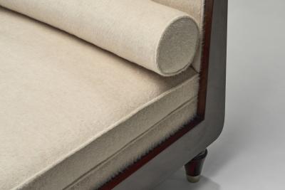 Upholstered Daybed with Stained Wood Frame France 20th Century