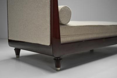 Upholstered Daybed with Stained Wood Frame France 20th Century