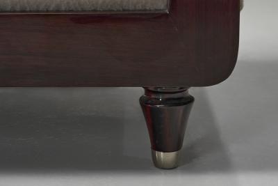 Upholstered Daybed with Stained Wood Frame France 20th Century