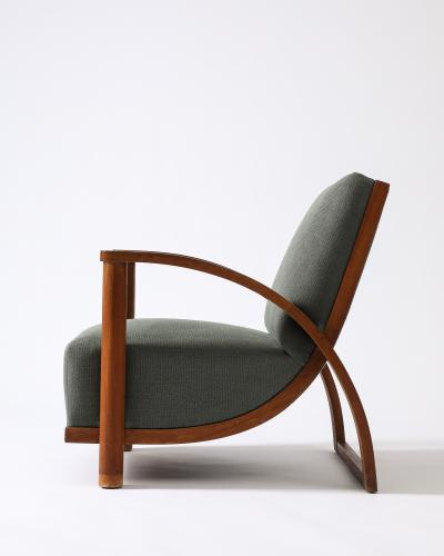 Upholstered Elm Armchair France c 1930