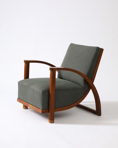 Upholstered Elm Armchair France c 1930