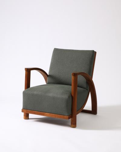 Upholstered Elm Armchair France c 1930