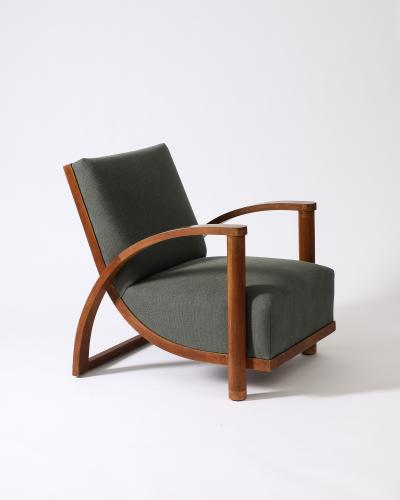 Upholstered Elm Armchair France c 1930