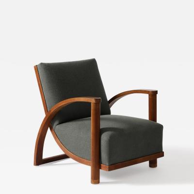 Upholstered Elm Armchair France c 1930