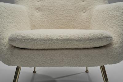 Upholstered Lounge Chair with Brass Legs Europe 20th Century