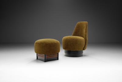 Upholstered Lounge Chair with Ottoman Europe 20th Century