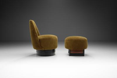 Upholstered Lounge Chair with Ottoman Europe 20th Century