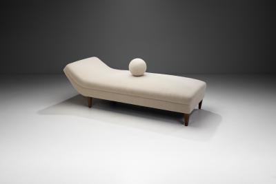 Upholstered Swedish Modern Daybed with Matching Accent Pillow Sweden ca 1940s