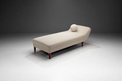 Upholstered Swedish Modern Daybed with Matching Accent Pillow Sweden ca 1940s