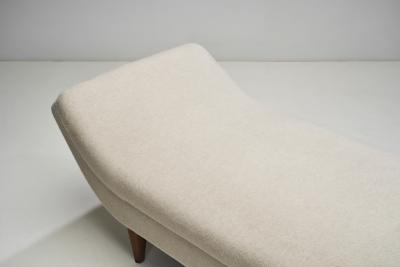 Upholstered Swedish Modern Daybed with Matching Accent Pillow Sweden ca 1940s