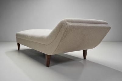 Upholstered Swedish Modern Daybed with Matching Accent Pillow Sweden ca 1940s