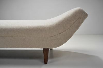Upholstered Swedish Modern Daybed with Matching Accent Pillow Sweden ca 1940s
