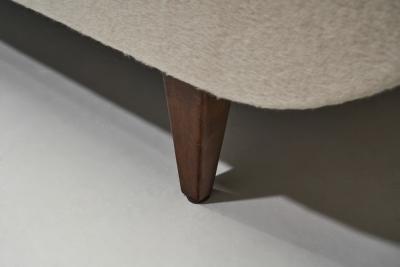 Upholstered Swedish Modern Daybed with Matching Accent Pillow Sweden ca 1940s