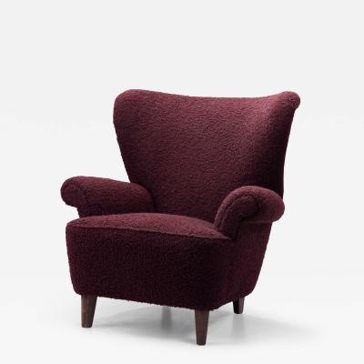 Upholstered Swedish Modern Lounge Chair Sweden 1940s