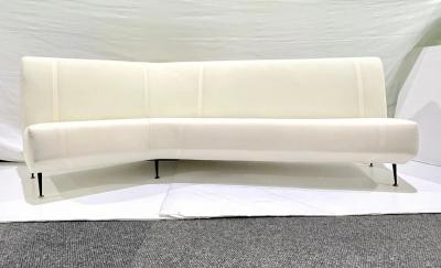 Upholstery Ready Curved Italian Mid Century Modern Sofa on Black Lacquer Legs