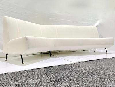 Upholstery Ready Curved Italian Mid Century Modern Sofa on Black Lacquer Legs