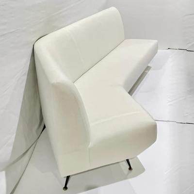 Upholstery Ready Curved Italian Mid Century Modern Sofa on Black Lacquer Legs