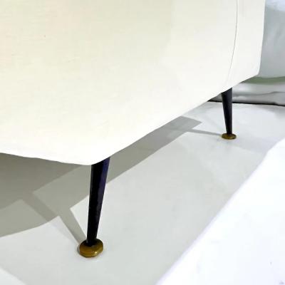 Upholstery Ready Curved Italian Mid Century Modern Sofa on Black Lacquer Legs